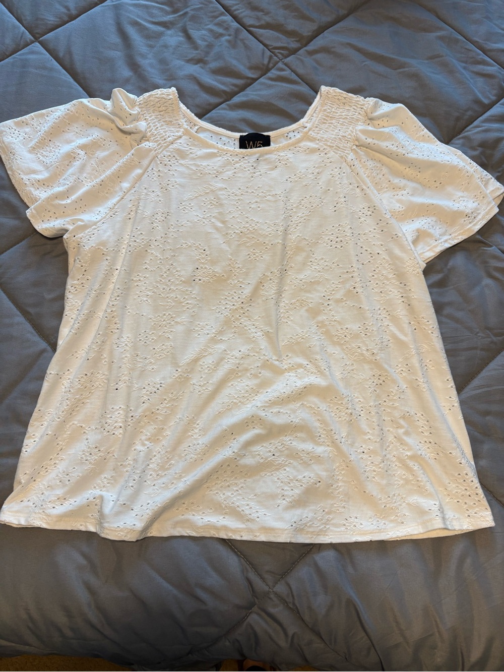 W5 White Eyelet Puff Sleeve Blouse